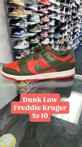 NIKE DUNK LOW MYSTIC RED FREDDY KRUEGER SZ 10 DV0833-600 AUTHENTIC CLEAN RARE - Picture 1 of 5