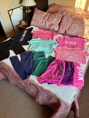 Lot of 11 Victorias Secret PINK Clothing Tops Bottoms Sizes XS/S Some are NWT - Image 1 of 4