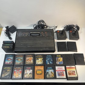 Atari 2600 System Black Console Bundle w/ 20 Games - Untested