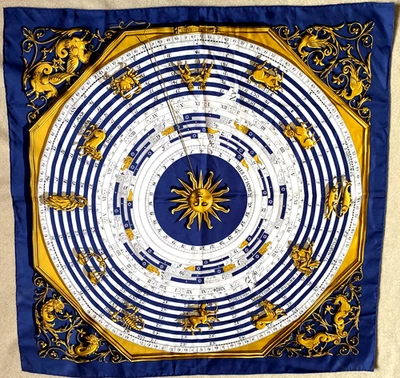 Hermès bufanda de sarga 100% seda ""Astrología"" 90cm x 90cm bufanda 311125 - Imagen 1 de 4