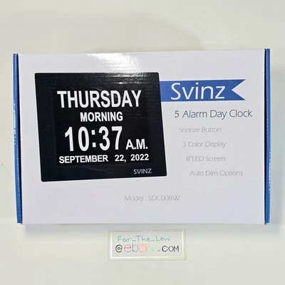 SVINZ 5 Alarm Day Clock with Snooze and 8" LED Screen SDC008W Does Not Power On - Image 1 of 4
