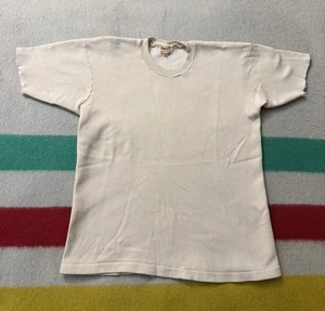 Vintage 40s 50s Made India Wool Cotton Tan Beige Short Sleeve Crewneck Small S - Picture 1 of 13