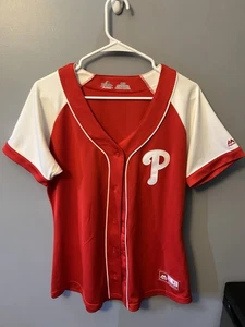 Maglia donna Philadelphia Phillies ricamata Majestic taglia L rossa - Foto 1 di 5