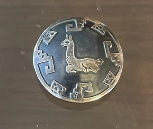 Vintage Sterling Silber Brosche Anstecknadel Anhänger Sonnengott Lama Alpaka Peru Peruaner - Bild 1 von 8