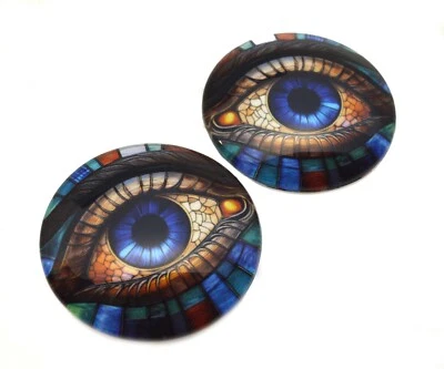 Pair Colorful Stained Glass Glass Eyes Jewelry Doll Taxidermy Flatback Cabochons - Image 1 of 4