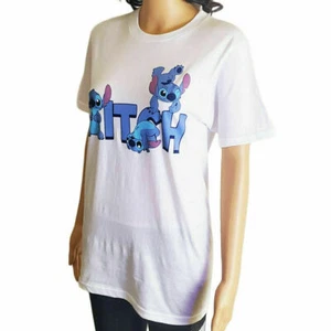 MAGLIETTA GIROCOLLO MANICA CORTA BIANCA DISNEY JUNIOR NUOVA CON ETICHETTE STITCH CUTE - Foto 1 di 4