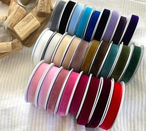 Berisfords VELVET luxury ribbon single face- 37 cols - 9mm - 3 metres + oddments - Picture 1 of 59