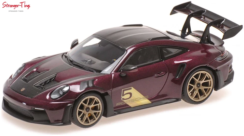 MiniChamps Porsche 911 (992) GT3RS 2023 - púrpura con ruedas doradas escala 1:43 Foto 1 de 1