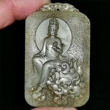 Chinese hetian old red jade Jadeite pendant necklace hand-carved statue Bodhisat