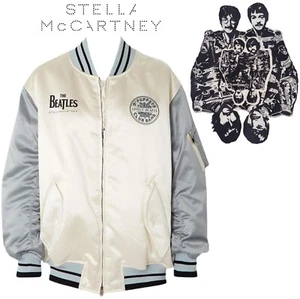$2,780 Beatles STELLA MCCARTNEY Get Back Satin Bomber Varsity Jacket Cream Blue - Picture 1 of 20