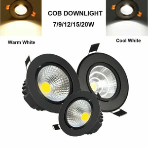 LED Recessed Ceiling Light Lamp COB Spotlight Downlight 7W 9W 12W 15W 20W Black - Picture 1 of 9