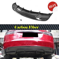 Fit For Tesla Model S 2016-2017 Carbon Fiber Rear Bumper Diffuser Lip Spoiler