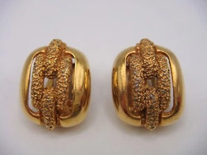 VINTAGE SIGNED ORENA PARIS GOLD TONE CLIP ON EARRINGS ESTATE - Bild 1 von 12