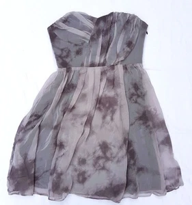 EX CON Miss Shop Size 8 Dress Grey Print Strapless Bustier Event Party Wedding - Picture 1 of 5