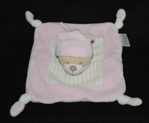 🐻Doudou plat ours  MES PETITS CAILLOUX CMP rose beige bonnet TTBE - Picture 1 of 1