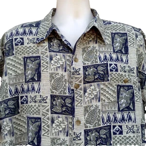 Field & Stream Hawaiian Shirt Men's XL Tapa Print Matched Pocket SS Aloha Friday - Picture 1 of 9