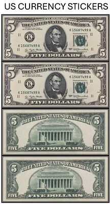 $5 Five Dollar 1977 Federal Reserve Note (US CURRENCY STICKERS) (Lot OF 2) - Image 1 of 4