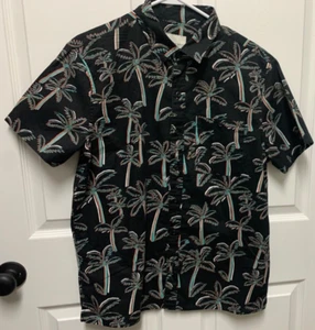 American Eagle men's camp shirt size M black Palm Trees short sleeve EC - Picture 1 of 10