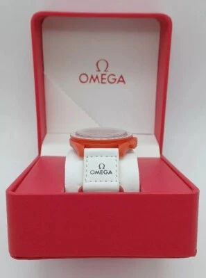 Omega Red & Gold Sign Used Leatherette Watch Box Travel Pouch Case  - Image 1 of 4
