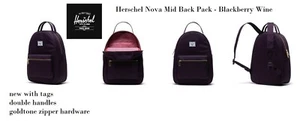 Herschel Supply Co. Nova Mid Back Pack, vino mora, tela pesante cerniera dorata - Foto 1 di 12