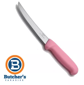 Butcher's 6" Wide Curved Blade Obenz USA Pink Boning Knife - Picture 1 of 1