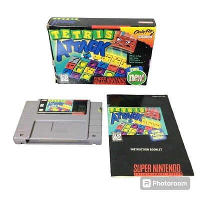 Tetris Attack (Super Nintendo SNES, 1996) CIB Complete In Box W/Manual - No Tray - Image 1 of 4