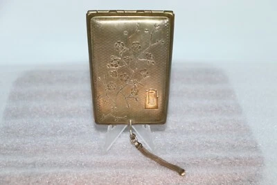 Antique Asian Embossed Cherry Blossom Motif Compact/Coin Purse - Imagem 1 de 4