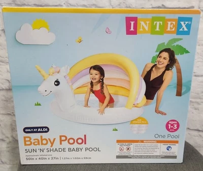 Piscina para bebé Intex Sun N Shade Unicornio 50" X 40" X 27" inflable con piso suave Foto 1 de 4