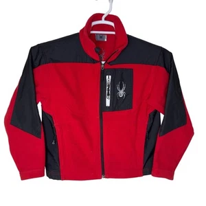 Vintage Spyder Youth Boys Medium Jacket Fleece Red Black Ski Snowboard Y2K - Picture 1 of 9