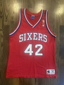 Rare JERRY STACKHOUSE #42 Philadelphia 76ers Gold Logo Champion Jersey Size 40 M - Picture 1 of 6