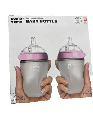 ComoTomo Baby Bottles Medium Flow Pink 8oz 2 Pack Brand New - Image 1 of 2