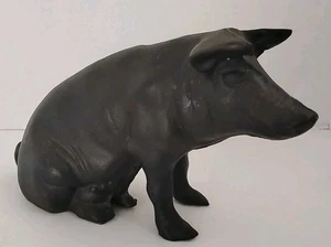 Vintage Heavy Cast Iron w Patina Piggy Bank, Sitting Pig, Door Stop, or Book End - Picture 1 of 8