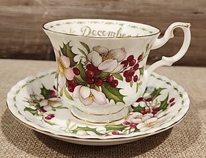 Vintage December Royal Albert Bone China Flower of Month Series Cup & Saucer - Picture 1 of 8