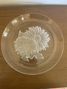 Vintage Heavy Lead Crystal Art Glass Frosted Sunflower Hoya T. Yamamoto - Picture 1 of 4
