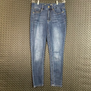 7 For All Mankind Damenjeans bauchfrei hoher Bund Skinny blau gewaschen Denim 10 - Bild 1 von 10