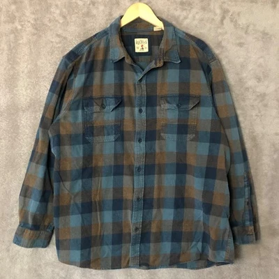 Red Head Flannel Shirt Mens 2XL Plaid Brown Blue Outdoor Winter 100% Cotton - Image 1 of 4