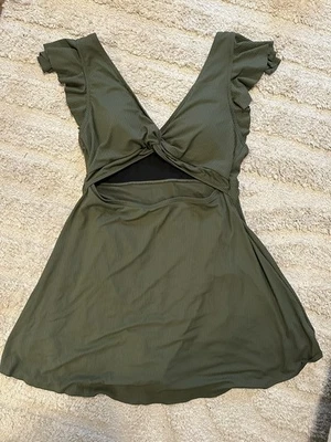 Maternity Swimsuit Swim Dress One Piece Cutout Ruffle One Piece XL  - Image 1 of 4