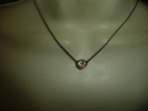 GIVENCHY FAUX PINK SOLITAIR DIAMOND RHINESTONE W GOLD TONE  CHAIN NECKLACE #8/30 - Picture 1 of 8