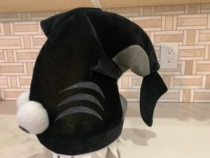 Black Plush Biting Shark Hat w/Bulging Eyes –Funny Novelty Costume Cap Adult - Picture 1 of 4