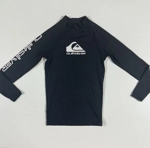 Boys Quicksilver All Time LS Rash Guard Long Sleeve 12 UVTech Black UPF 50+ Surf - Picture 1 of 9