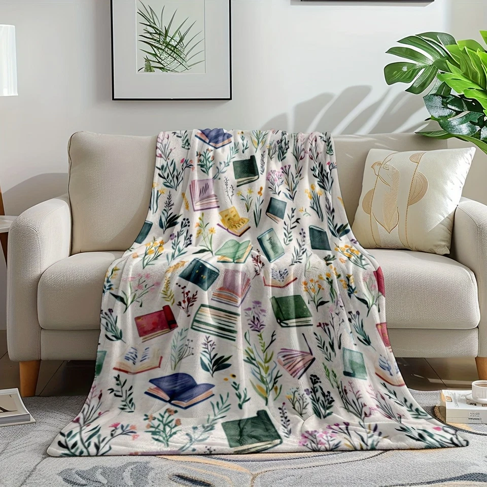 Manta para libro y acuarela floral - Franela de felpa suave todo Foto 1 de 4