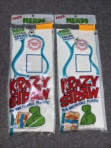NEU! Vintage! Krazy Straw wiederverwendbar Twisty Trinken unzerbrechlich Kunststoff mit Nerds 80er - Bild 1 von 6