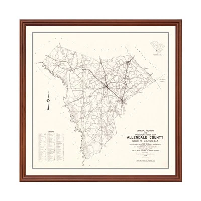 Old Map of Allendale County, SC 1938 - Vintage South Carolin - Image 1 of 4