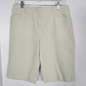 Jones New York Sport Stretch Striped Bermuda Shorts Women's 8 Green White Stripe - Picture 1 of 7