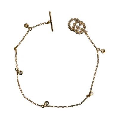 🆕️GUCCI GG RUNNING DIAMANTE LOGO ORO AMARILLO 18K Dije Pulsera Palanca Foto 1 de 4