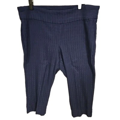 Leggings capri de tiro medio para mujer Roz & Ali talla 18 azul marino diseño geométrico Foto 1 de 4