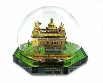 Amritsar Temple Crystal Glass Gold Plated Sikh Religious Decor 6cm Gift - Image 1 of 4