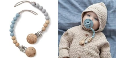 Clips para chupetes para bebés varones, clips de silicona para chupetes paquete. - Image 1 of 4