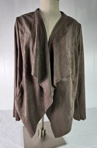 Kut from the Kloth Taupe Faux Suede Jacket Sz 1X Open Front Asymmetrical NWT - Picture 1 of 8