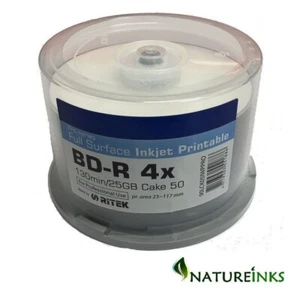 50 Traxdata Blu Ray 4x RITEK PRO Inkjet Printable blank discs BDR BD-R 25GB UK - Picture 1 of 2